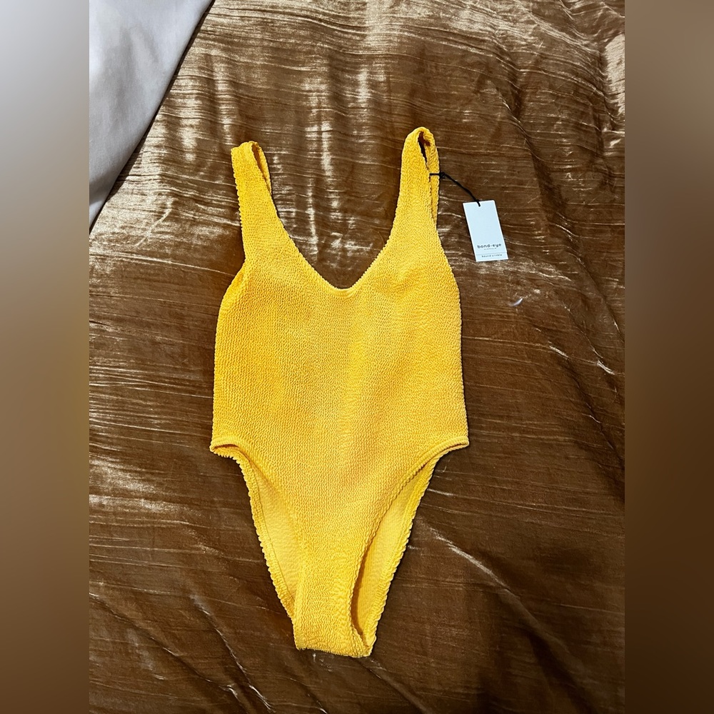 bond-eye Yellow Textured One-Piece Swimsuit